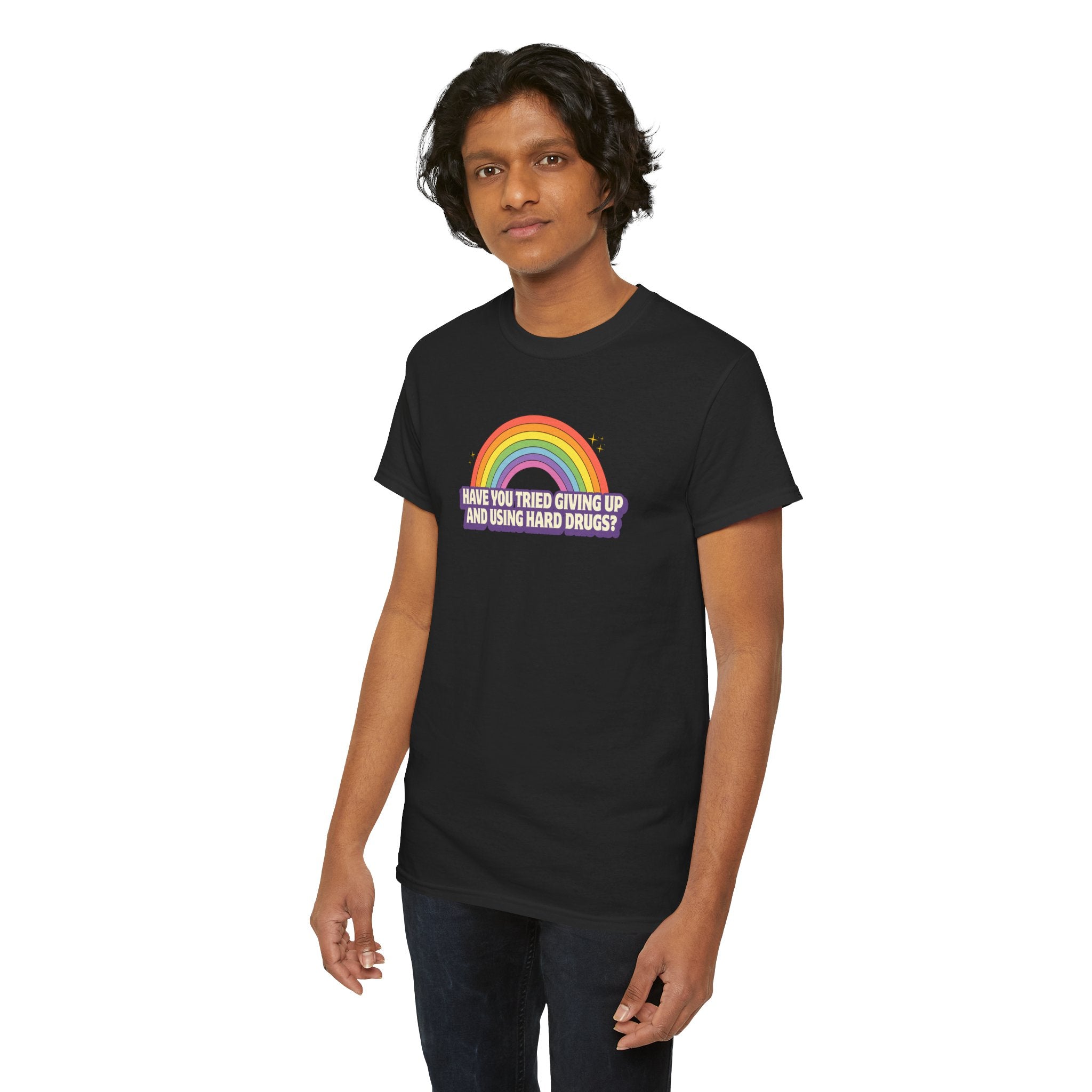 Emo Humor Retro Rainbow Unisex Cotton T-Shirt