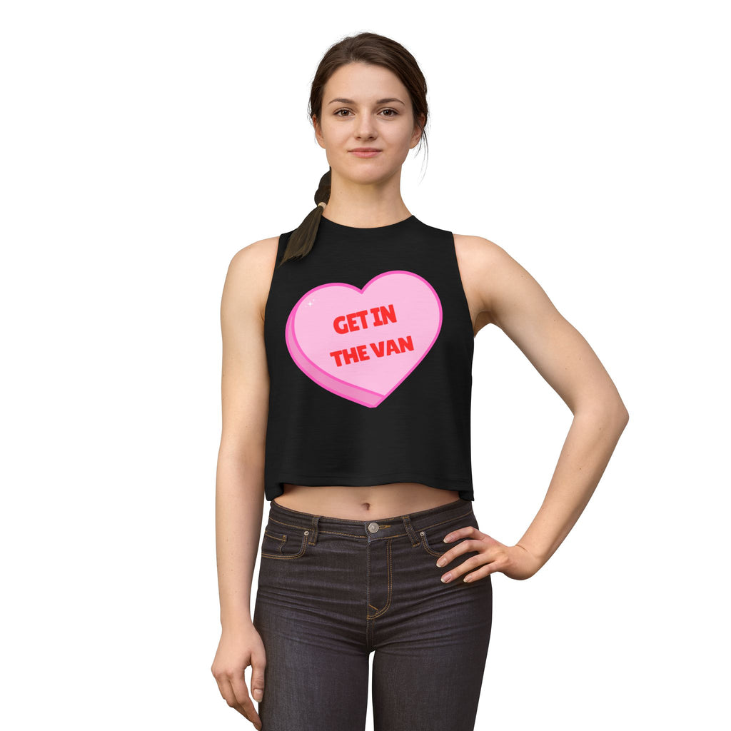 'Get in the Van' Pink Conversation Heart (Funny Adult Humor) Women's Crop Top