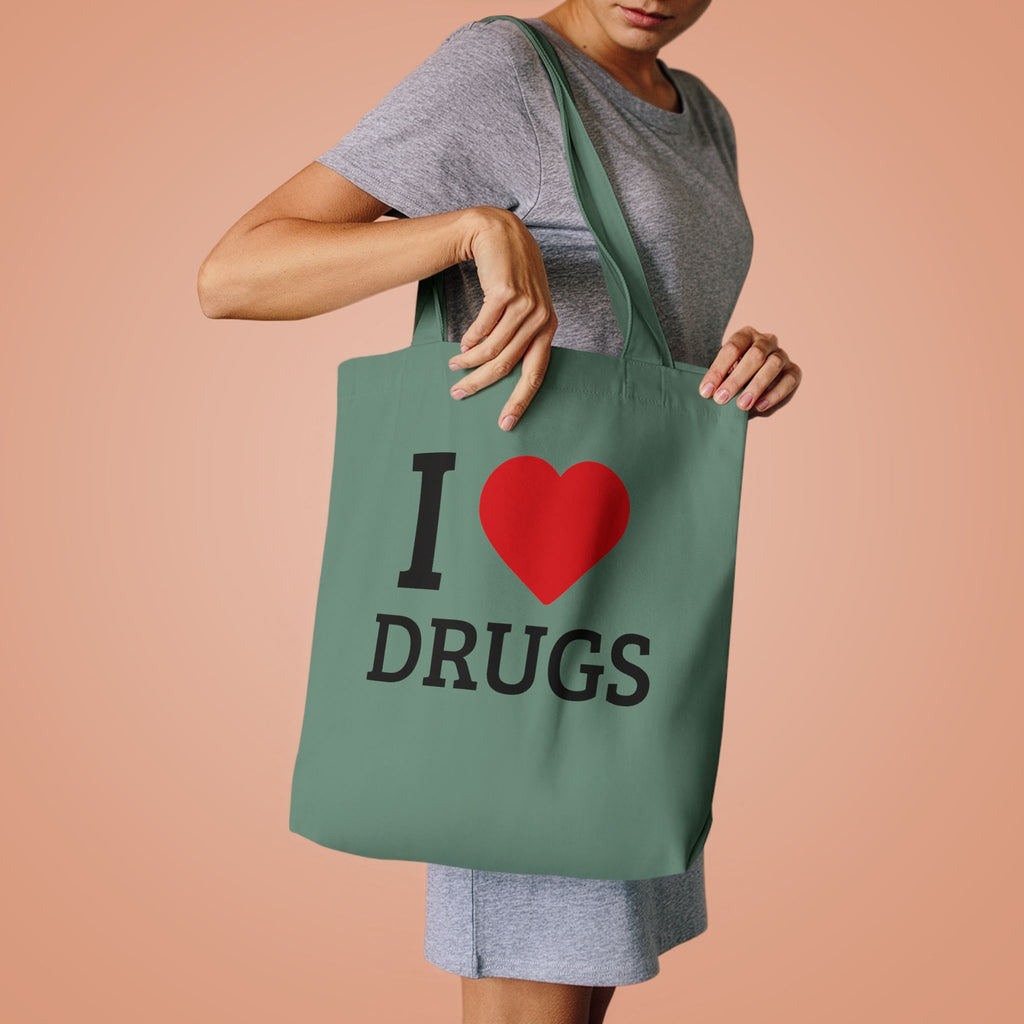 'I HEART DRUGS' Cotton Canvas Tote Bag