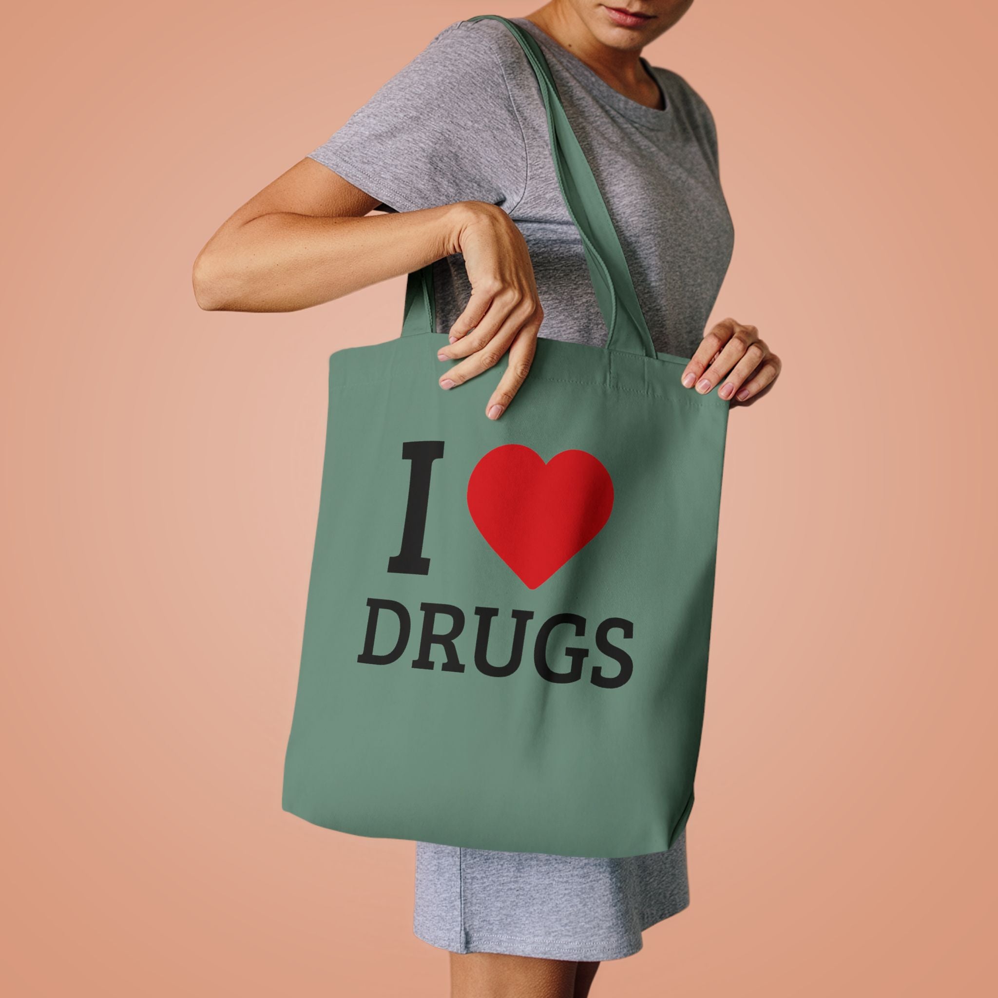 'I HEART DRUGS' Cotton Canvas Tote Bag