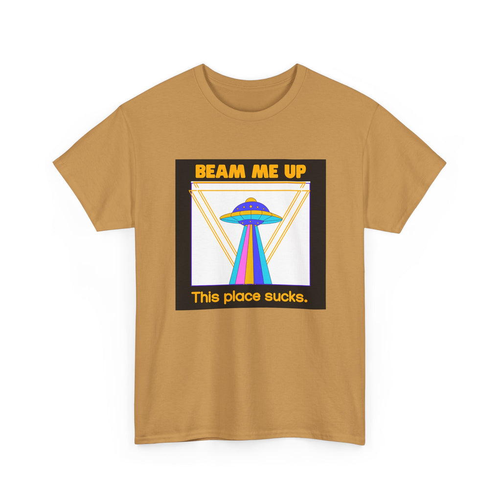 'Beam Me Up' Funny UFO Unisex Cotton T-Shirt