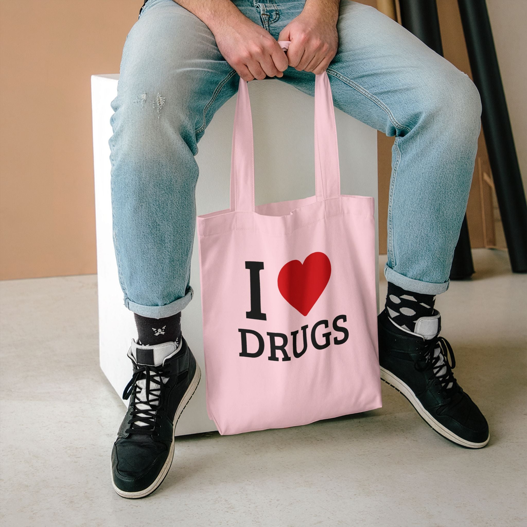 'I HEART DRUGS' Cotton Canvas Tote Bag