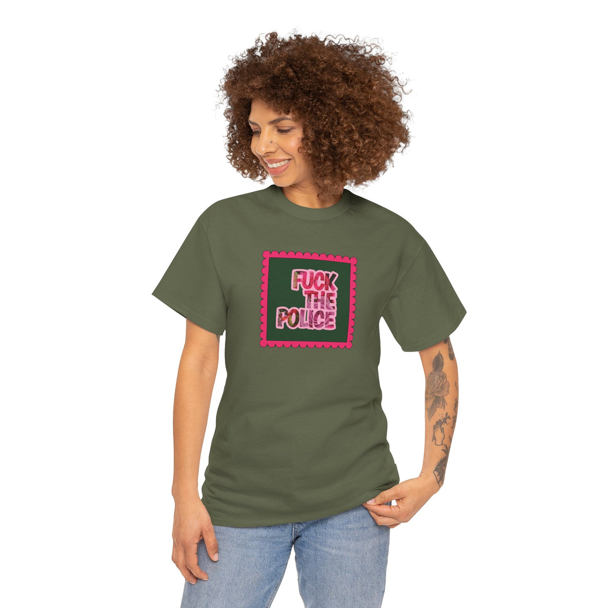 'Fuck The Police' Feminine Protest Graphic Unisex Cotton T-Shirt