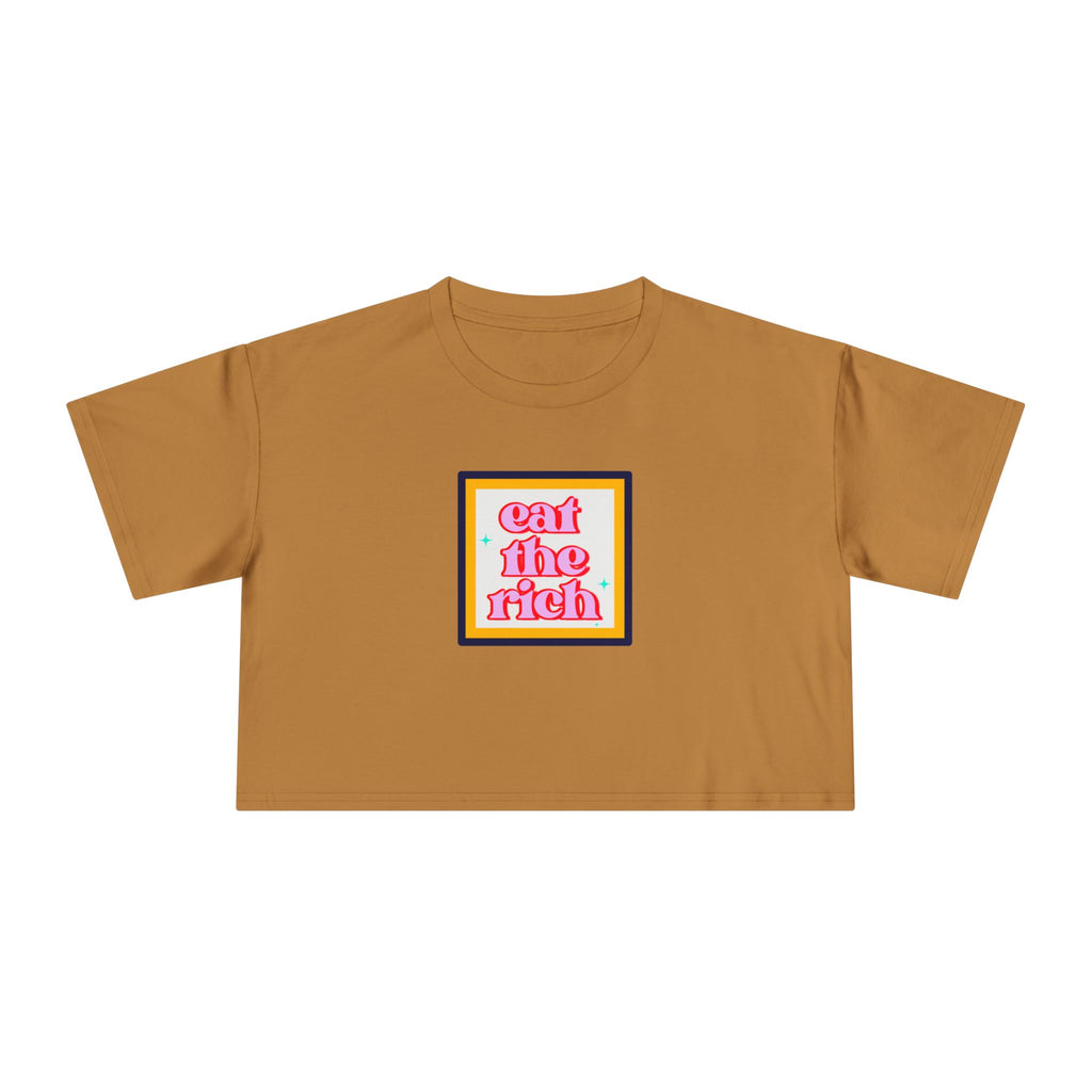 Eat The Rich - Pink Graphic Protest Crop Top Tee