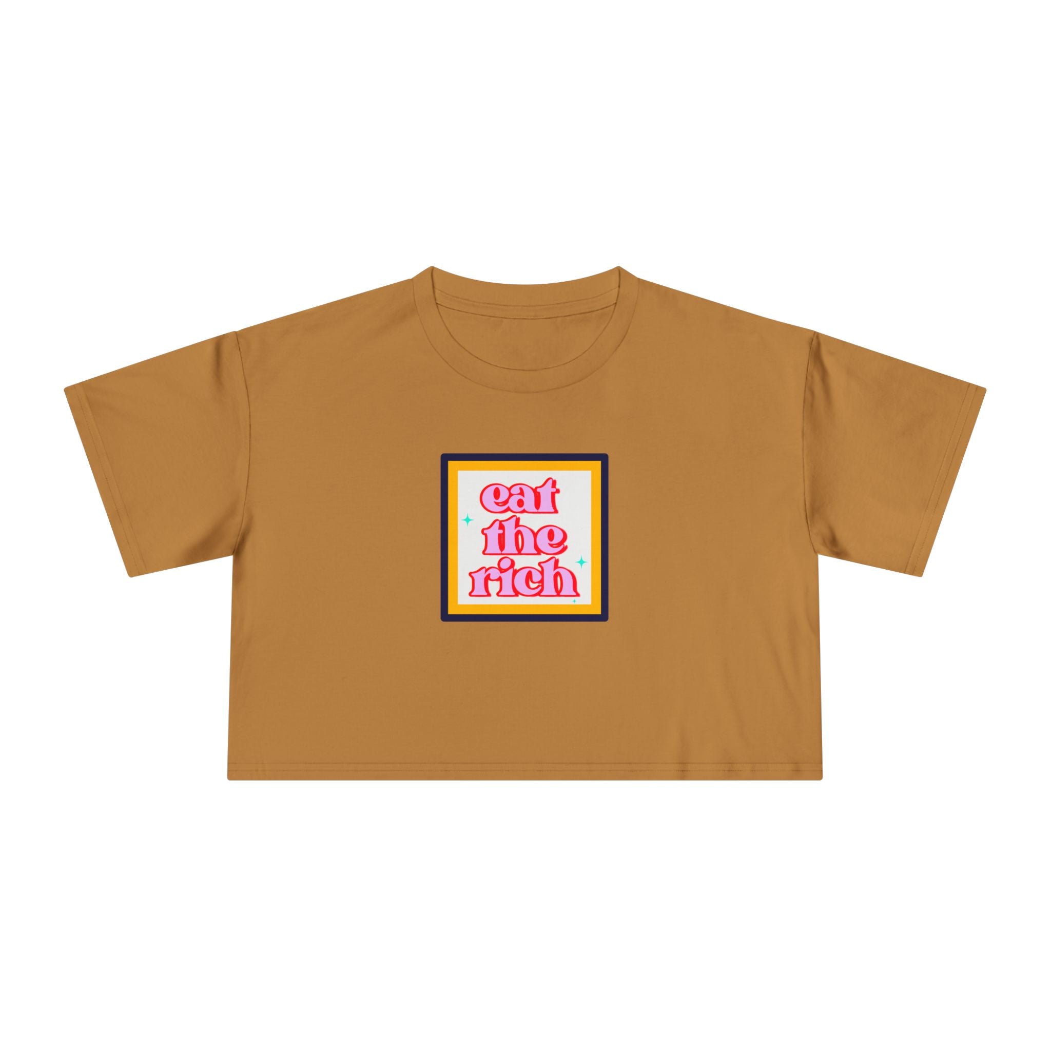 Eat The Rich - Pink Graphic Protest Crop Top Tee