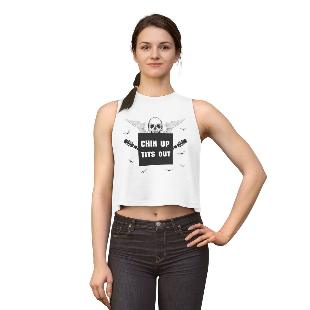Chin Up Tits Out Skull & Wings Crop Top — Edgy Women's Tank