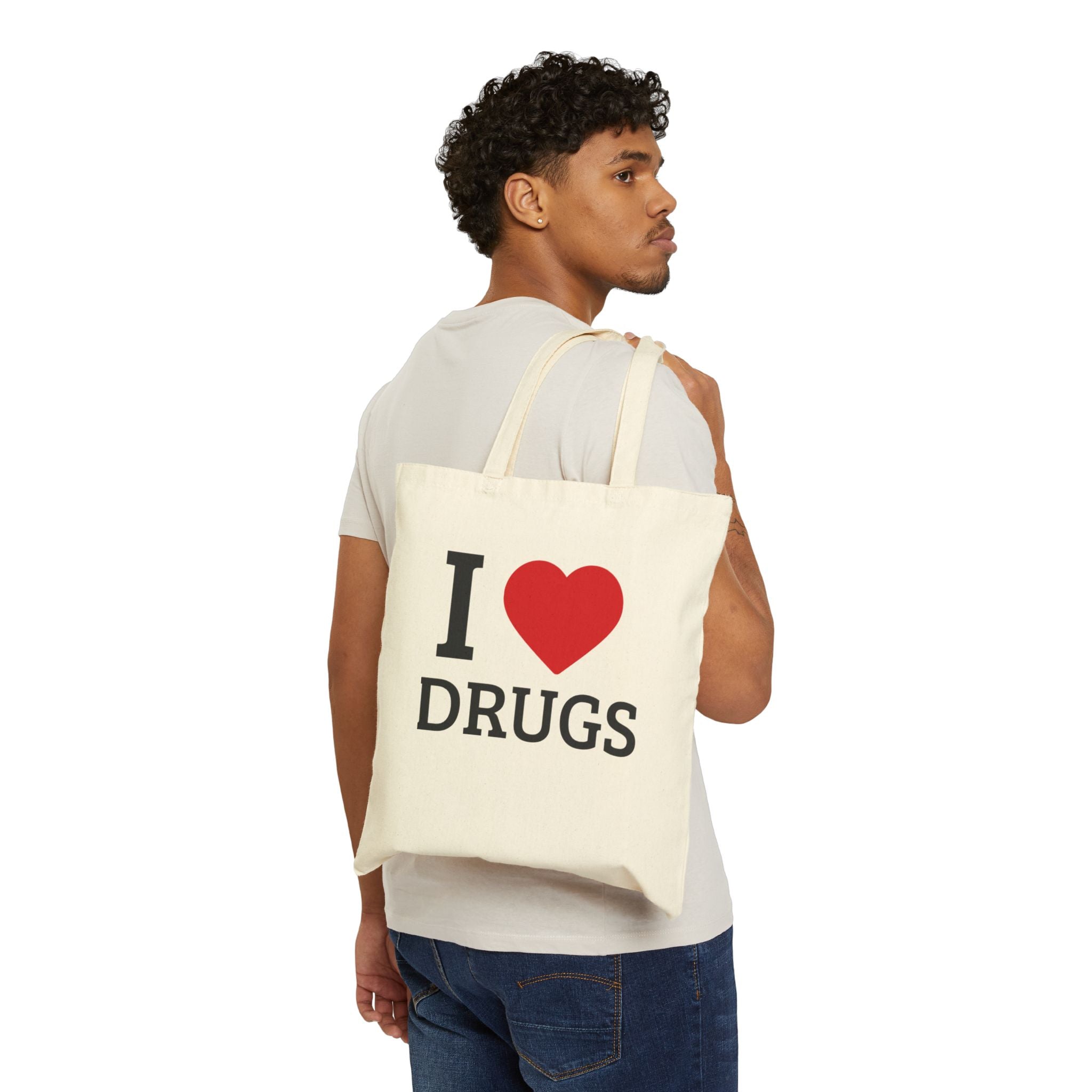 I  DRUGS Novelty Cotton Canvas Tote Bag